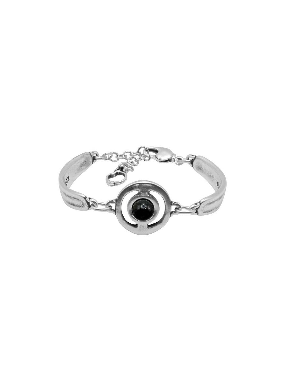 Semi-rigid bracelet with central motif decorated with black Murano dial