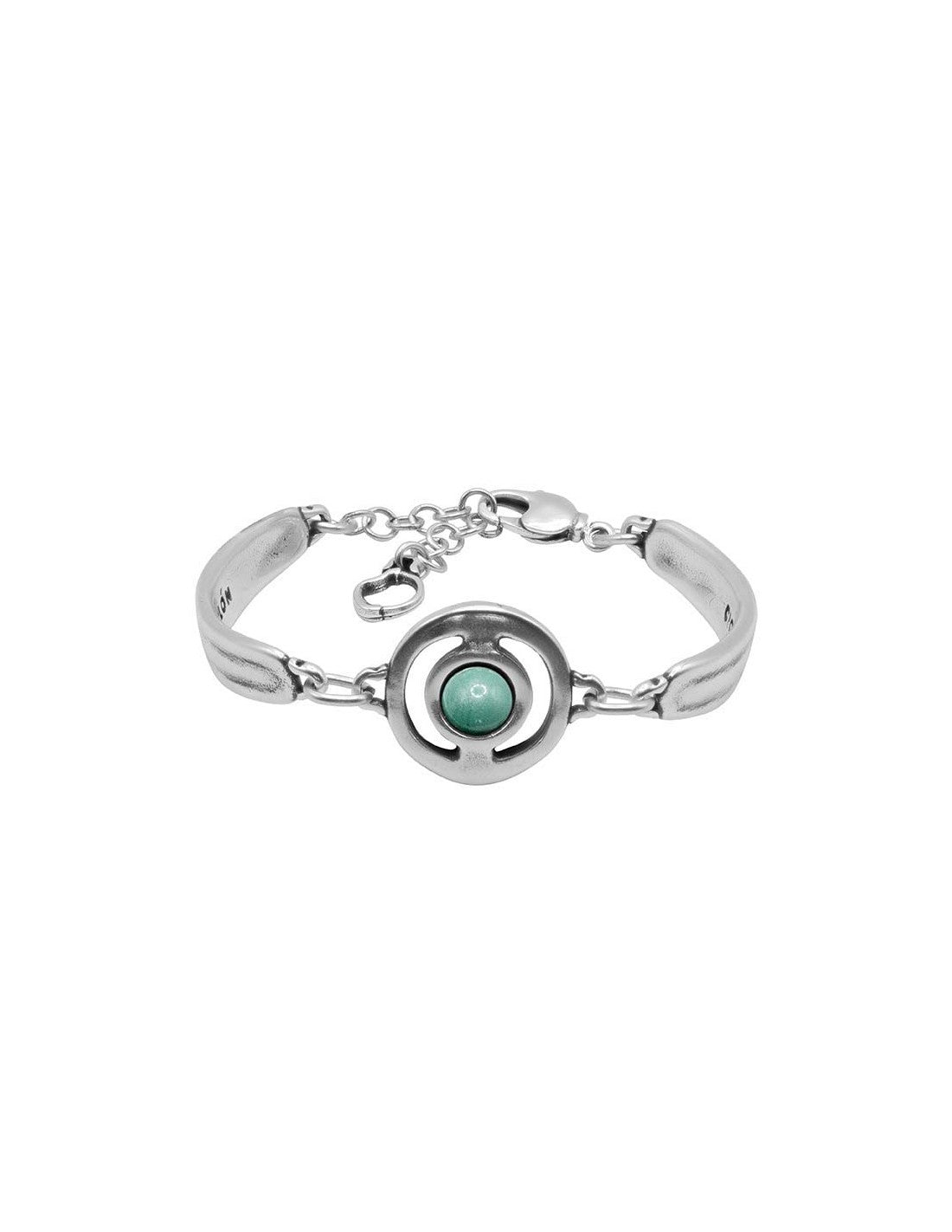 Semi-rigid bracelet with central motif decorated with turquoise Murano dial