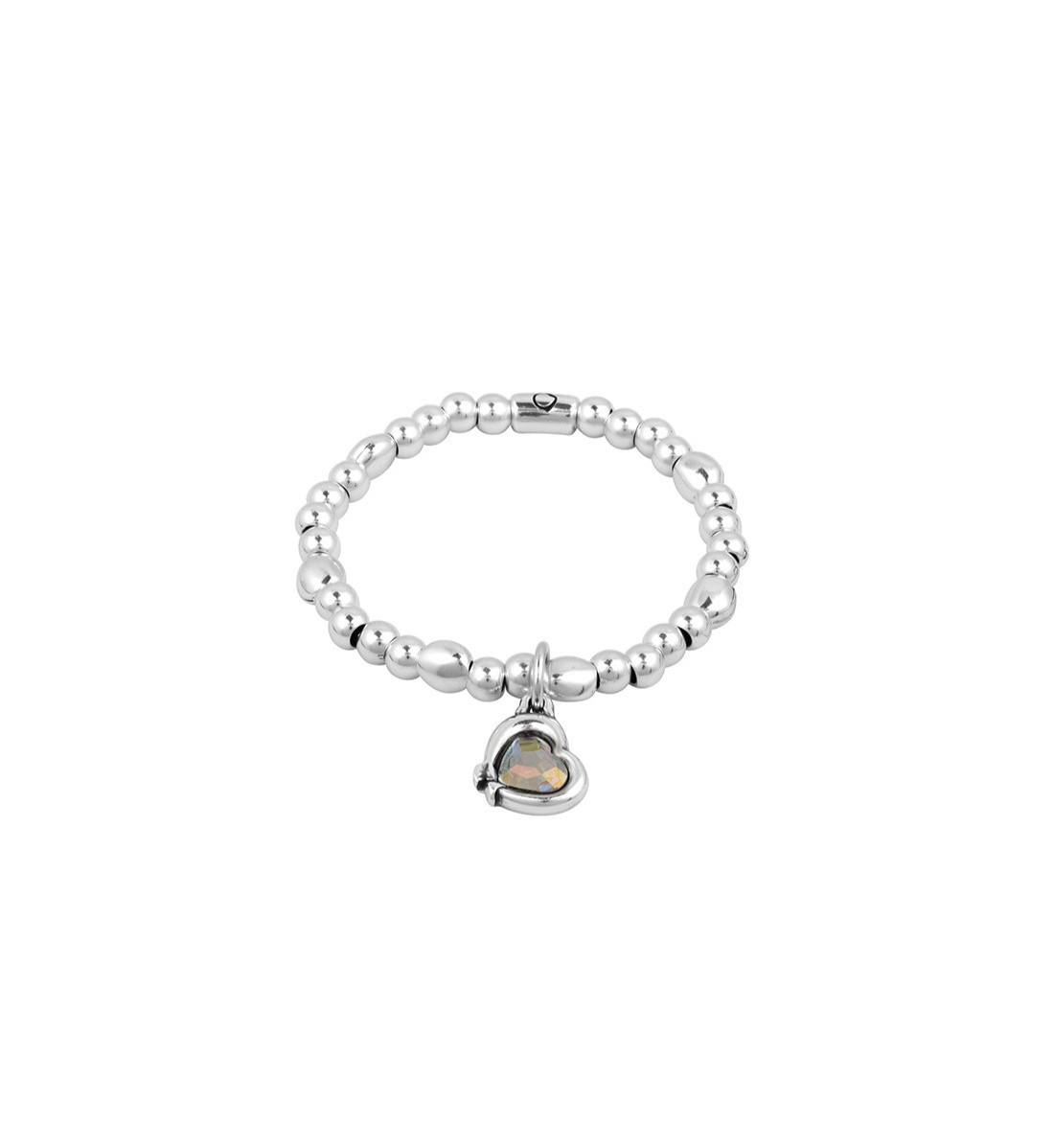 silver bracelet with charm pendant and a heart wrapped in cupid's arrow