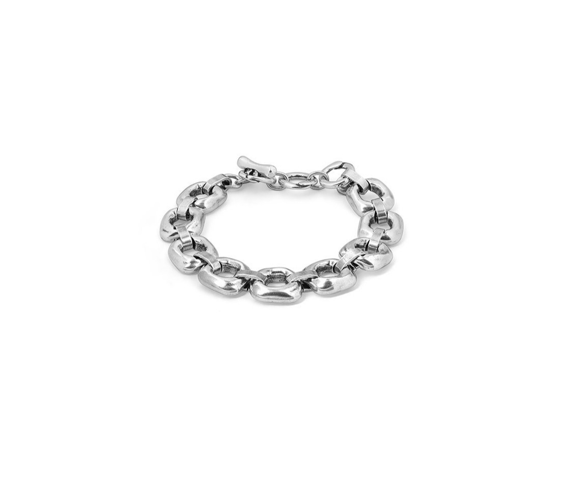 Silver plated link handles bracelet