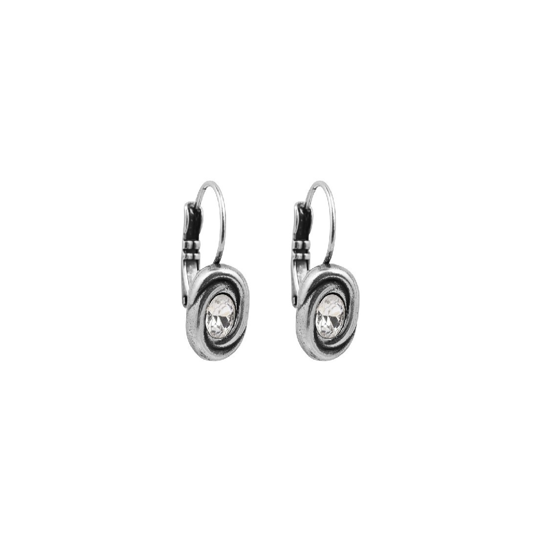 Silver earrings with white murano glass center