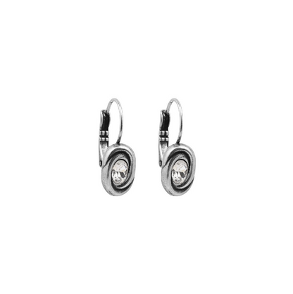 Silver earrings with white murano glass center