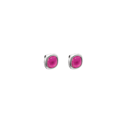 Silver earrings accented with a square-shaped rose faceted stone