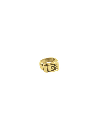 gold ring with buckle design 