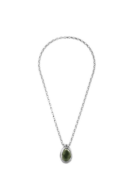 women's silver necklace with green murano glass