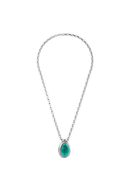 women's silver necklace with turquoise murano glass