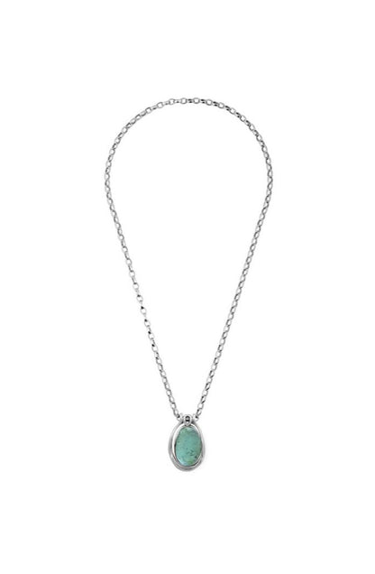 women's silver necklace with turquoise murano glass