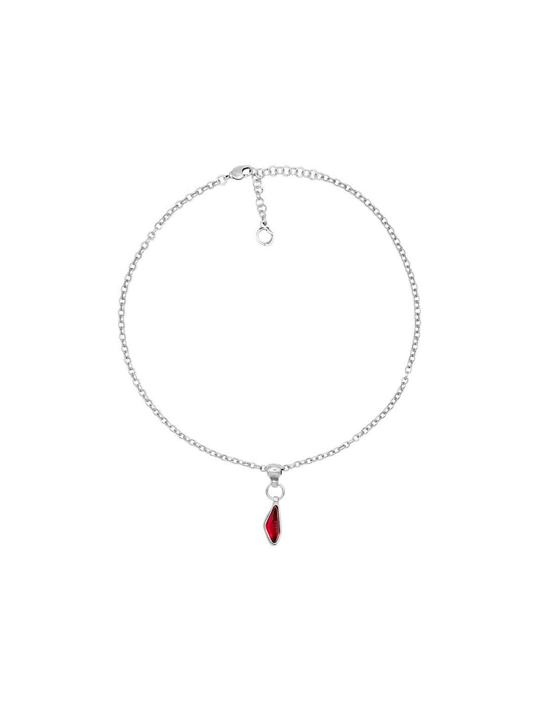 silver necklace with red murano crystal pendant 