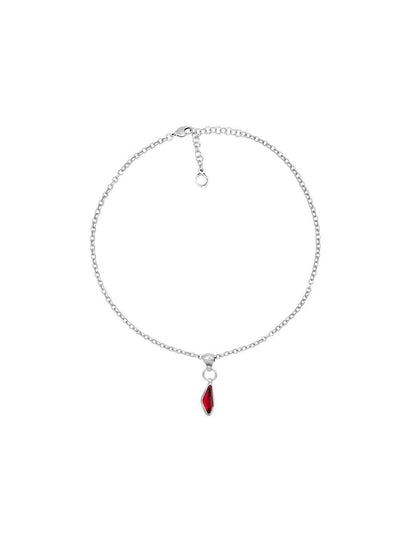 silver necklace with red murano crystal pendant 