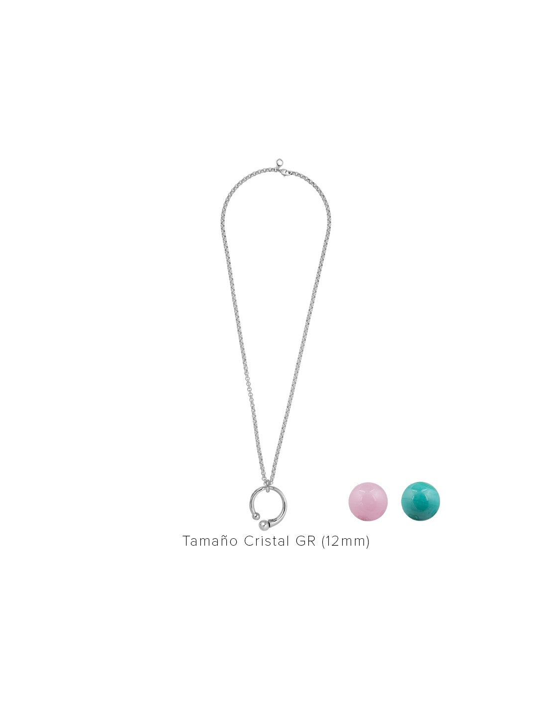 silver necklace and silver pendant with interchangeable pink and turquoise Murano glass tips 
