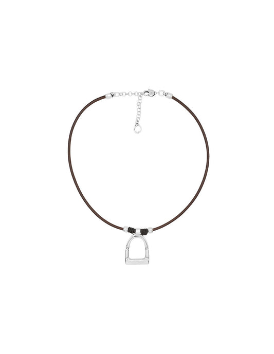 leather necklace with stirrup pendant