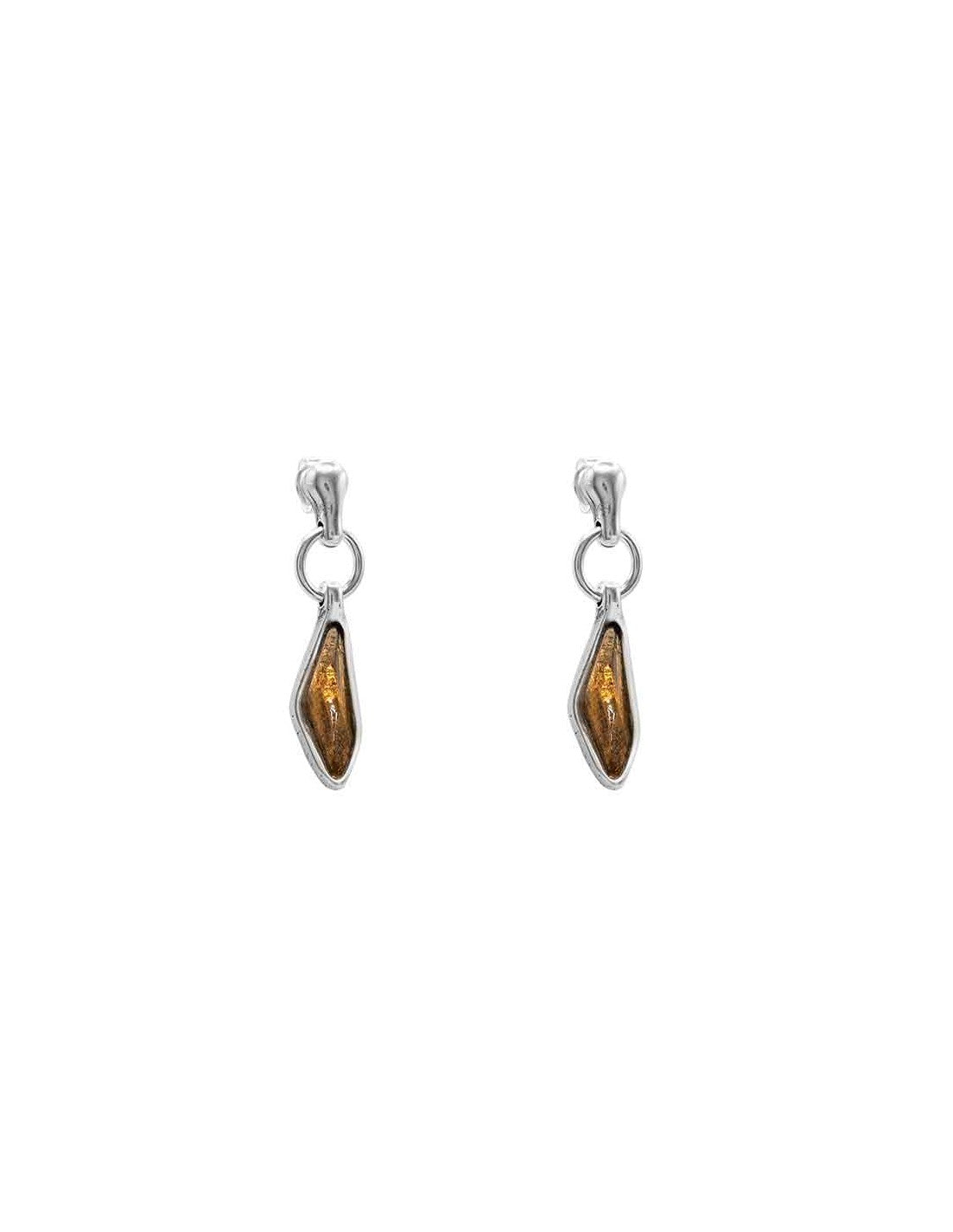 silver earrings decorated with 40mm brown Murano glass mounted on a small hoop