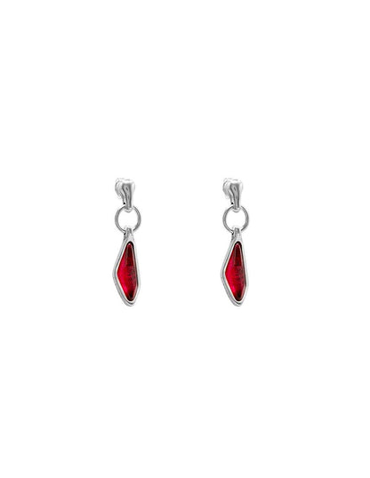 silver earrings decorated with 40mm red Murano glass mounted on a small hoop