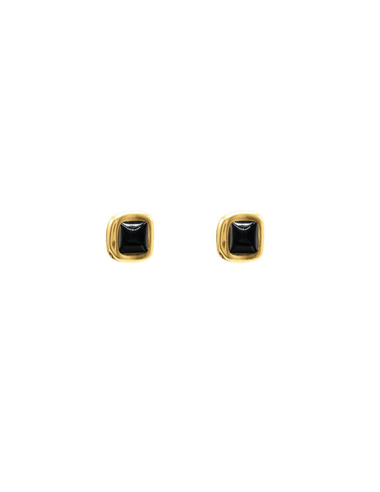 Gold earrings with black Murano glass detail 