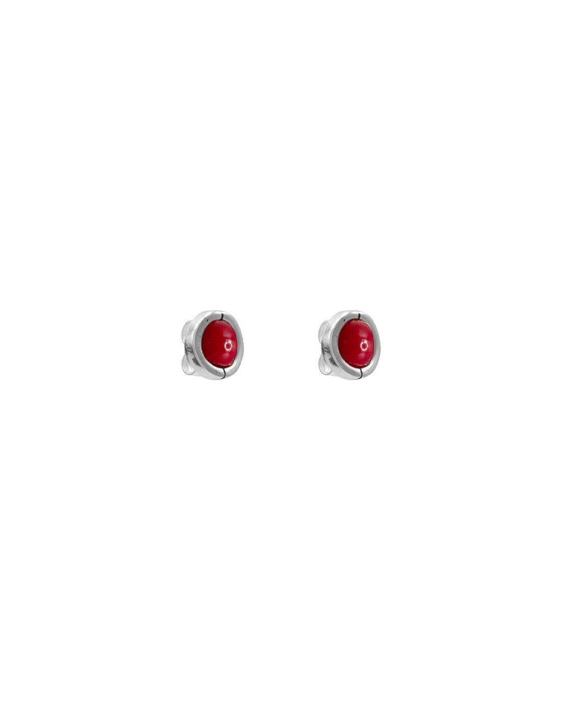 silver earrings with red Murano glass accents