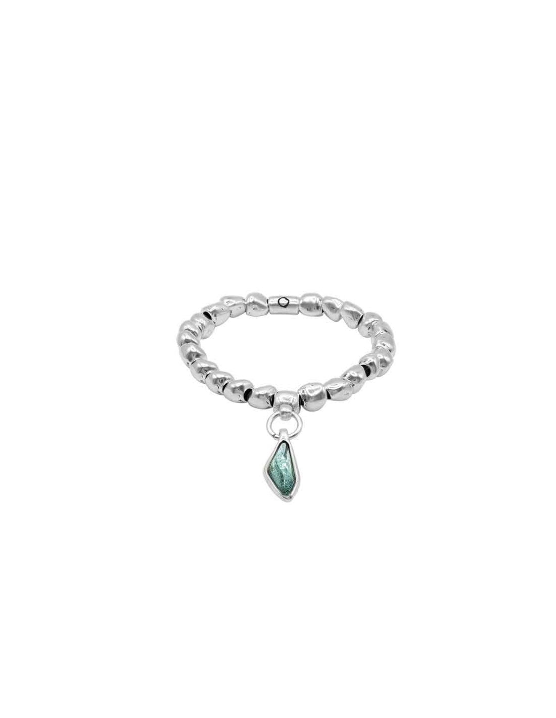 Silver stretch bracelet adorned with turquoise murano glass